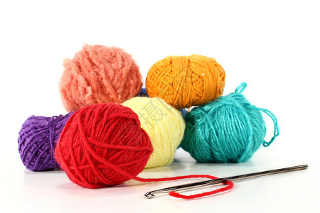 羊毛针线活纤维闲暇就业毛线衣服棉布钩针爱好针织品天然纤维高清图片素材