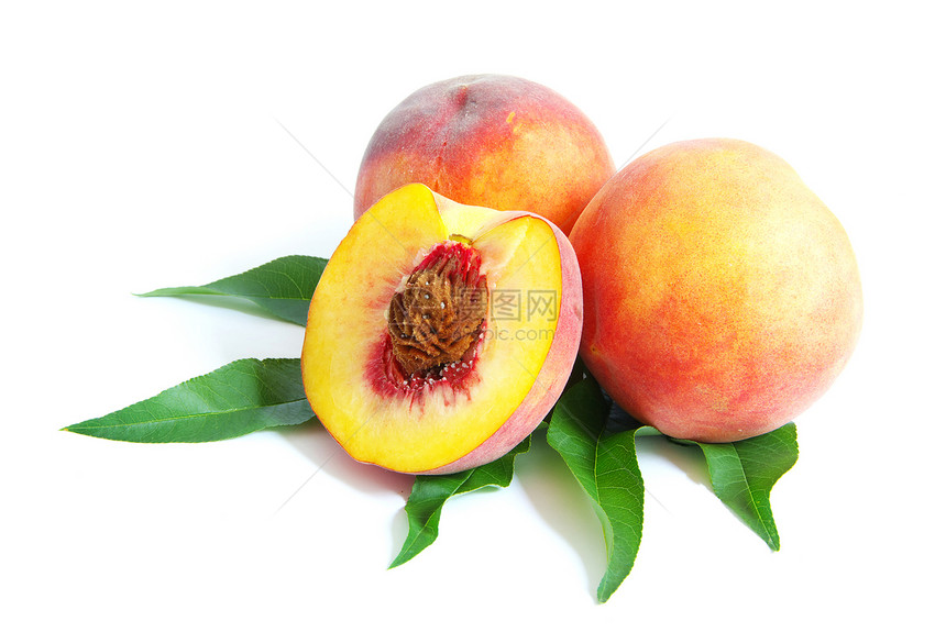 桃叶子维生素水果营养白色黄色收成橙子红色绿色图片