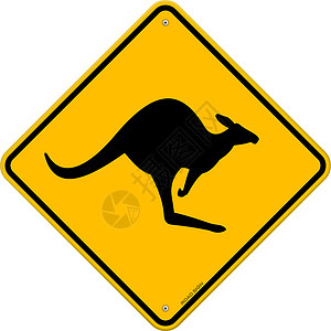 内陆袋鼠标志控制板国家荒野信号路标插图驾驶危险动物交通插画