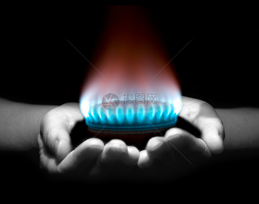 手里毒气燃料椭圆形丙烷戒指滚刀警告力量丁烷厨房火炉图片