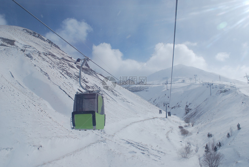 空中电梯车蓝色山脉白色火鸡滑雪电缆天堂图片