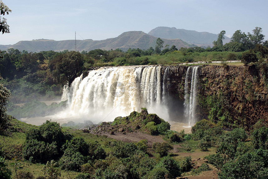 埃塞俄比亚的瀑布森林风景蓝色荒野激流图片