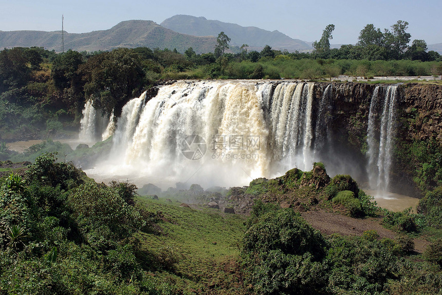 埃塞俄比亚的瀑布森林激流风景荒野蓝色图片