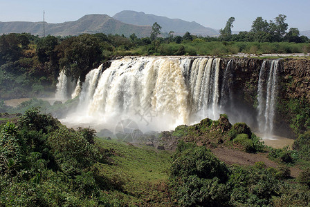 埃塞俄比亚的瀑布森林激流风景荒野蓝色高清图片
