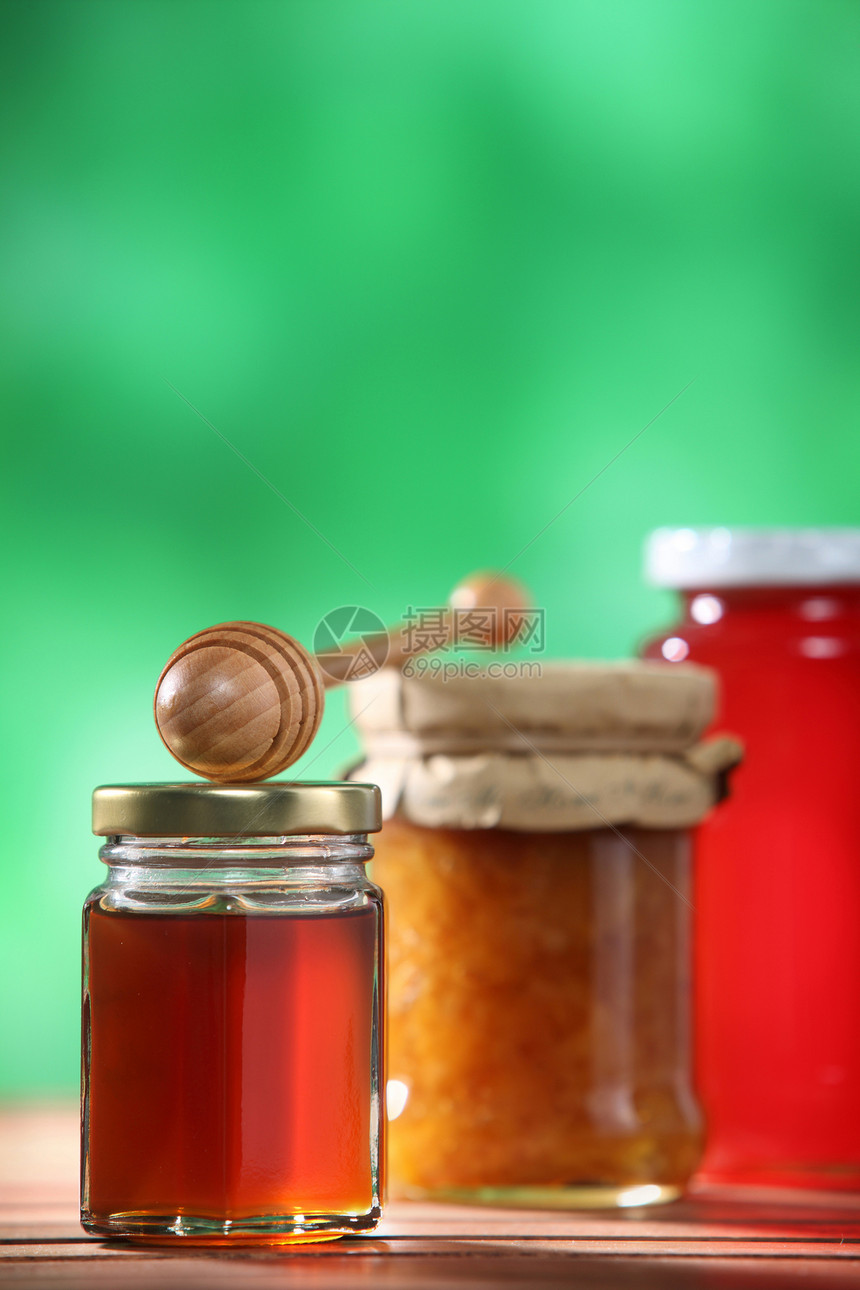 蜂蜜和果酱节食蜂蜜选择性健康饮食美食家瓶子生活方式食物饮食玻璃图片