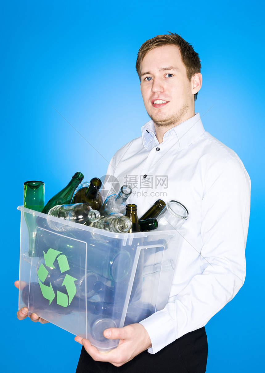 玻璃回收利用家务材料背景快乐环境纸板地球影棚瓶子盒子图片