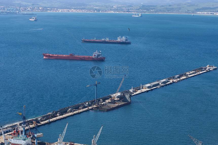 直布罗陀港口湾交通导游海岸贸易船运船厂国际商品码头运输教育图片