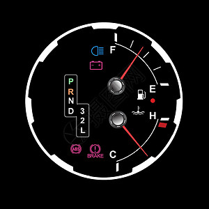 空表汽车车车仪表板插图数字力量工具测量黑色车速速度拨号仪表插画