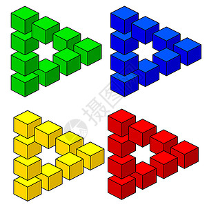 埃吉桑广场抽象的视觉幻觉几何学创造力想像力骰子插图建造立方体阴影三角形剪辑插画