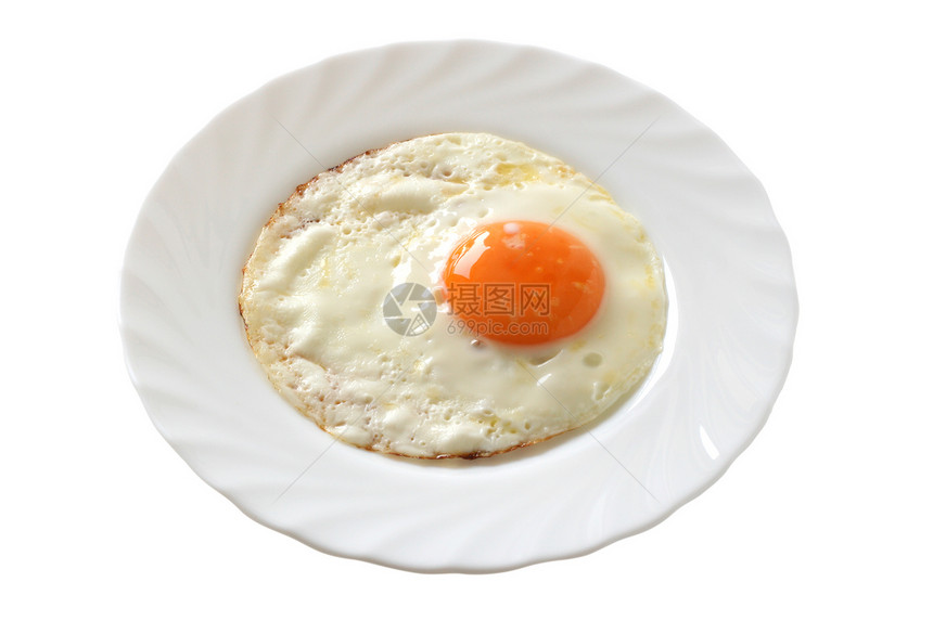 盘子上炒鸡蛋食物蛋黄白色蛋壳黄色油炸图片