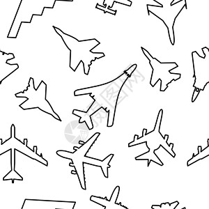 无缝壁纸军用飞行器矢量说明 编号包装天空孩子国家飞机运输墙纸收藏交通打印背景图片