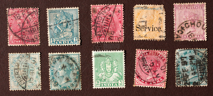 旧邮票办公室历史性邮戳收藏邮资邮件古董变色文档邮政图片