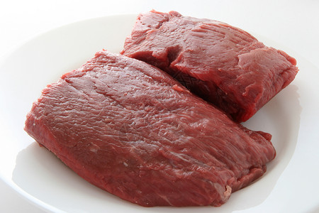 盘子上的肉牛扒饮食红色食物背景图片