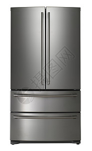 平面背景上的冷冻器剪切路径黑色小路冰箱厨房剪裁白色背景图片