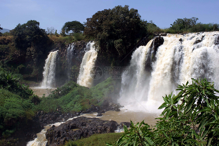 埃塞俄比亚的瀑布荒野森林蓝色激流风景图片