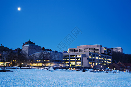 威斯康星大学麦迪逊从冰冻湖里看到背景