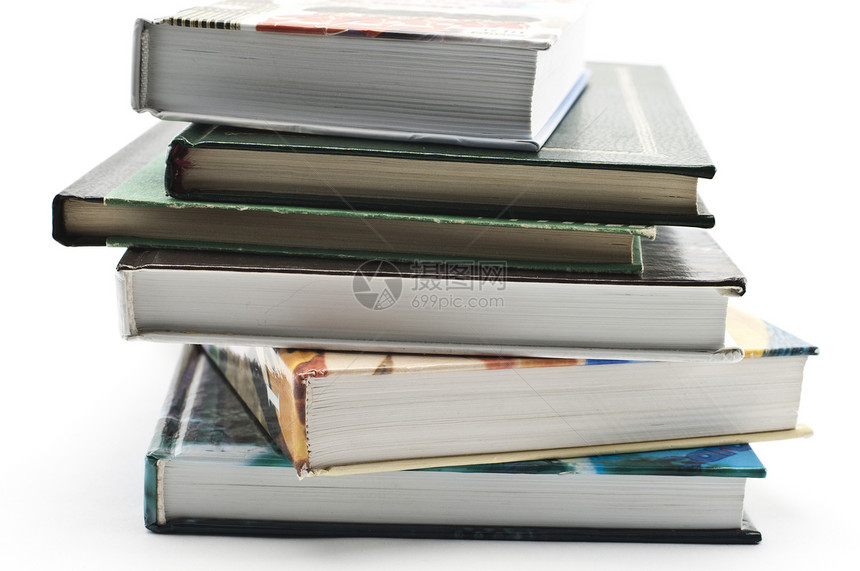 书本堆叠材料教科书白色小说阅读教育精装学习闲暇意义图片