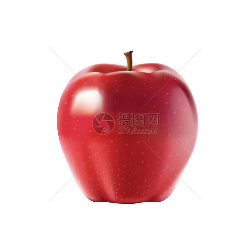 白色上孤立的红色苹果小吃卫生宏观圆圈饮食保健养分果味水果食物图片