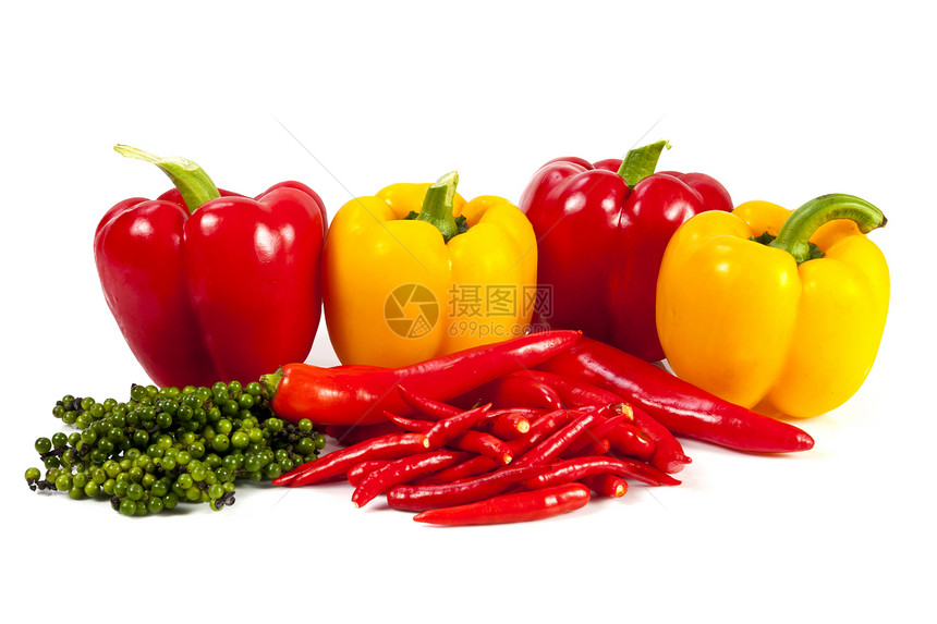 混合辣椒和胡椒饮食健康饮食茶点胡椒子蔬菜香料黄色粮食美食植物图片