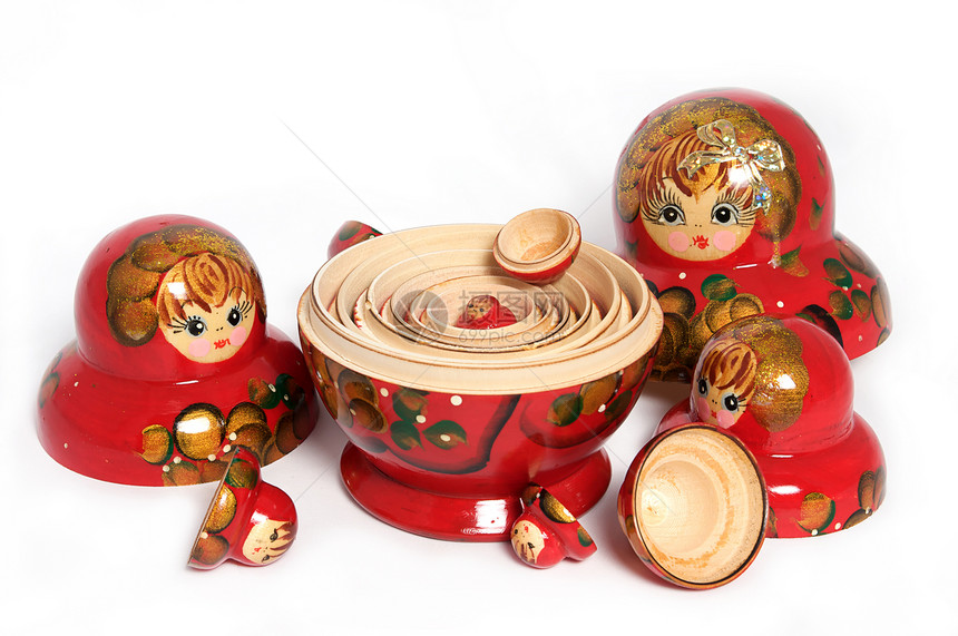 俄罗斯玩偶文化套娃手工纪念品白色艺术品头巾嵌套礼物玩具图片