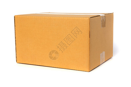 在白色背景上孤立的纸板盒输送储存邮件搬迁命令包装房地产胶带运输商业背景图片