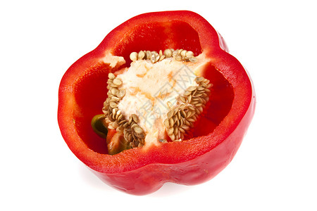 红辣椒部分蔬菜胡椒白色种子红色健康饮食素食色彩食物颜色背景图片