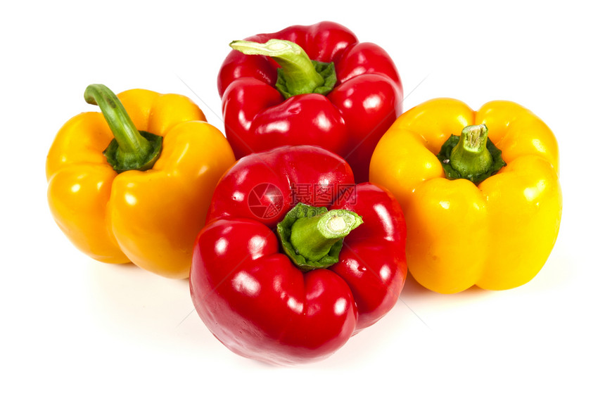 红色和黄色胡椒白色健康饮食颜色绿色蔬菜灯笼食物图片