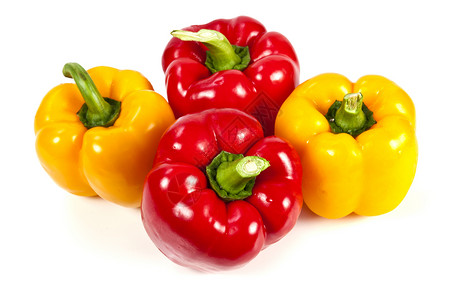 红色和黄色胡椒白色健康饮食颜色绿色蔬菜灯笼食物背景图片