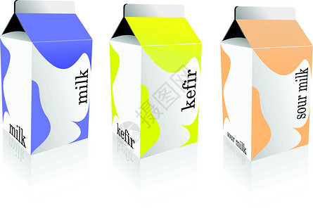 乳制品以包装盒的形式生产 牛奶 基米尔 酸奶高清图片
