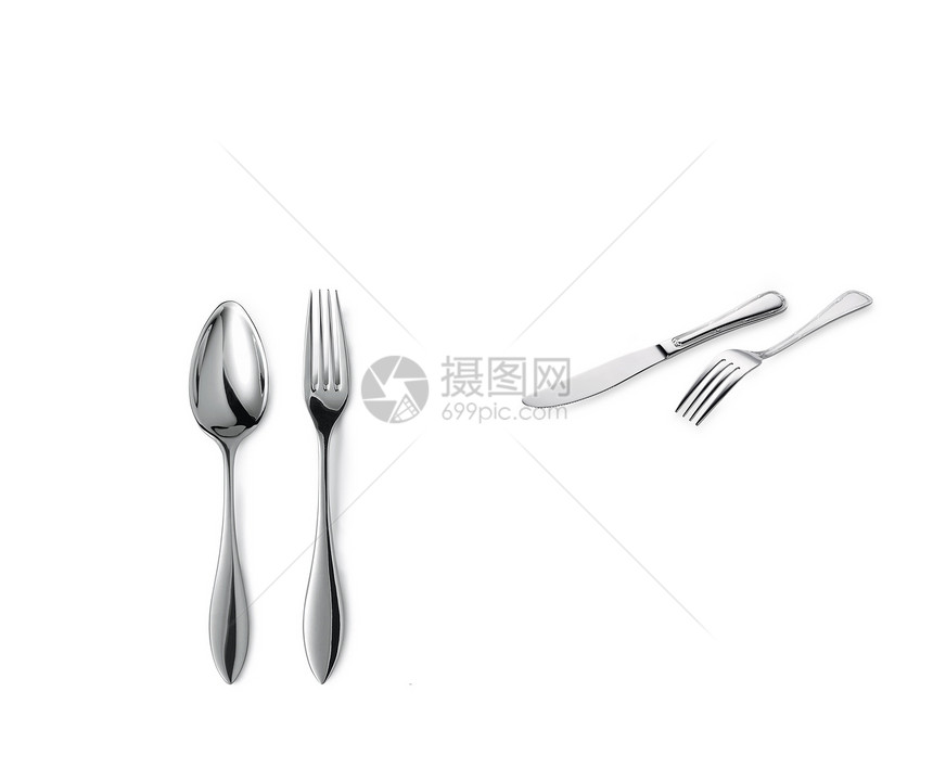 孤立的叉 勺子和刀图片