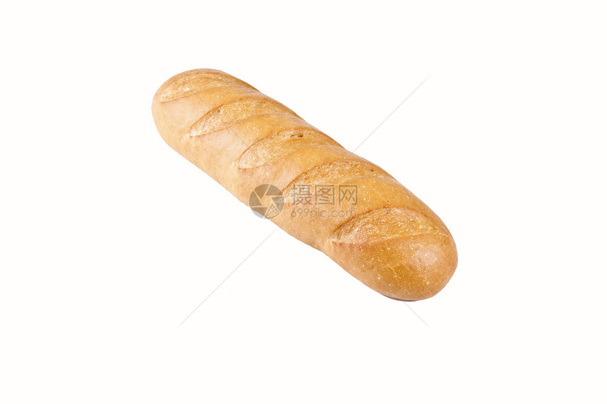 白色背景上孤立的法国袋式面包图片
