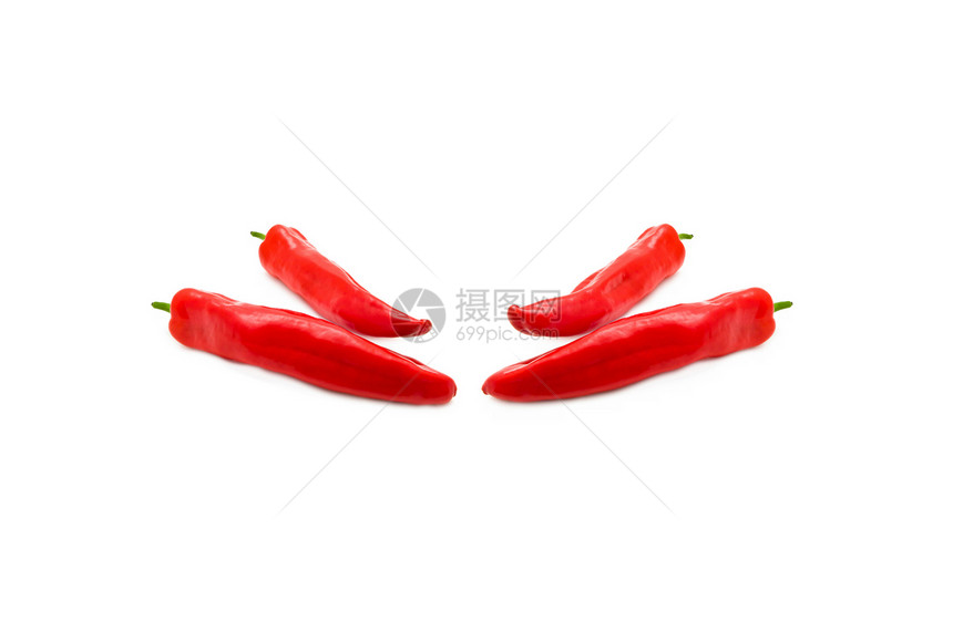 白色背景的红胡椒食物活力辣椒烹饪红色宏观绿色美食蔬菜营养图片