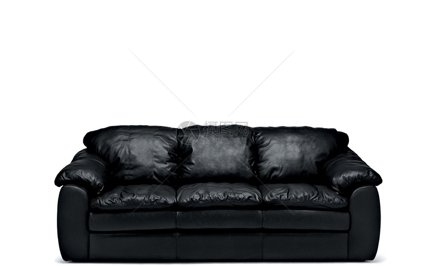 黑色黑皮沙发客厅奢华家具座位闲暇软垫工作室皮革房间装饰图片