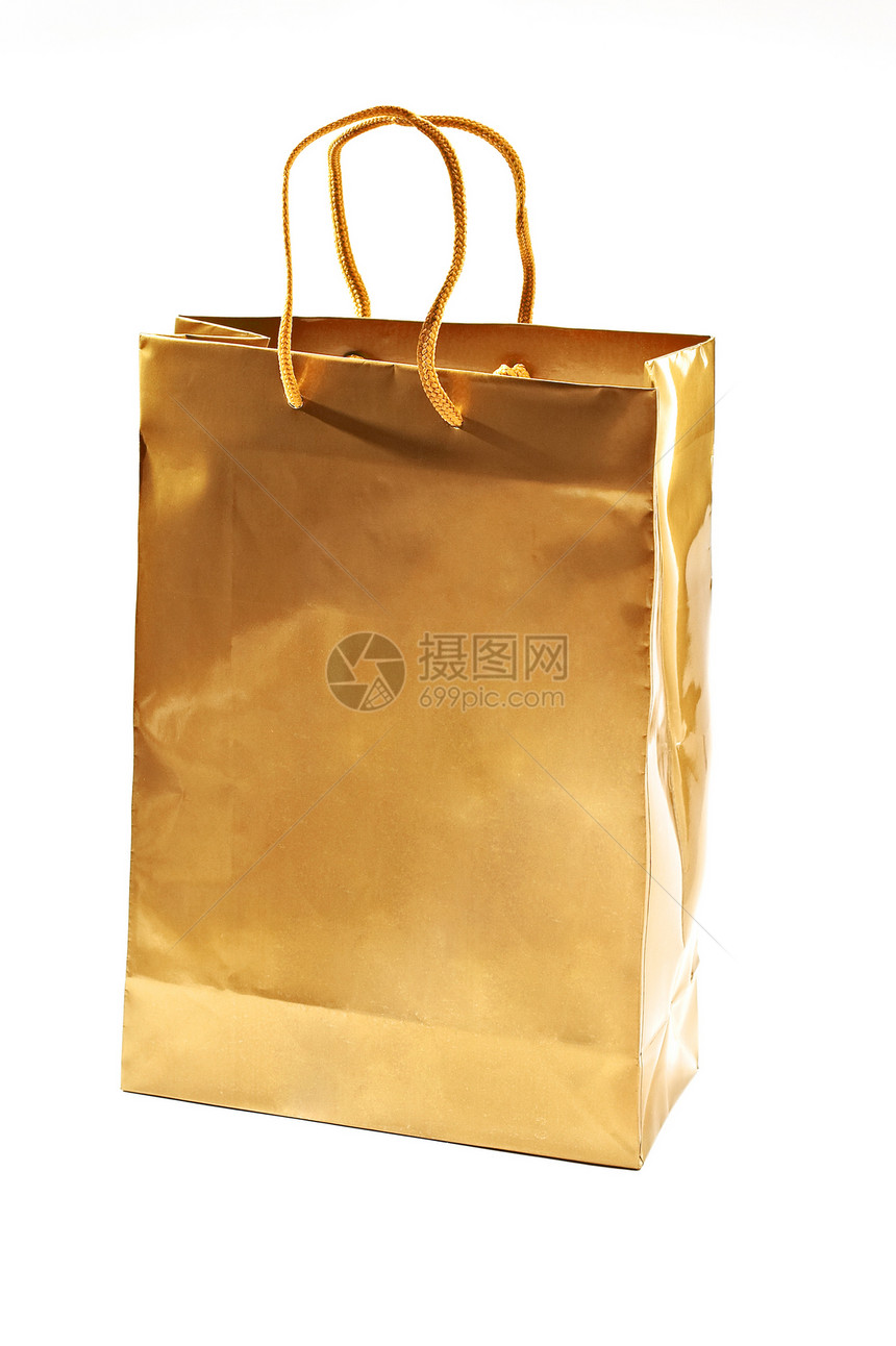 黄金购物袋生日展示金融白色礼物金子店铺细绳商业零售图片