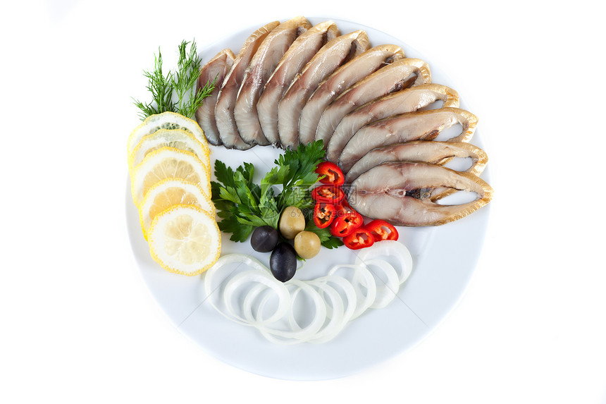 用蔬菜切开的鱼鱼片沙拉午餐牛扒餐厅柠檬烹饪饮食美食盘子图片