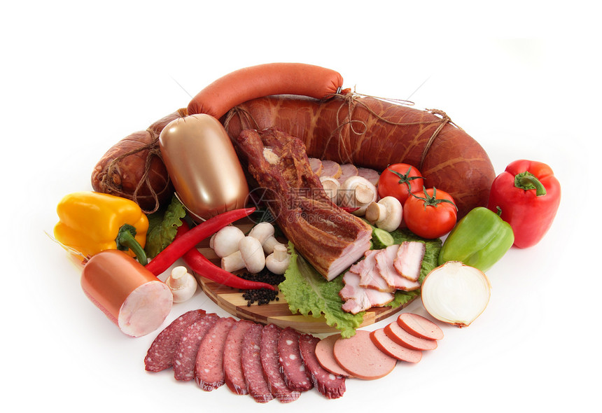切片香肠 蔬菜和红派手指香料牛肉男性猪肉产品食物黄瓜美食小吃图片