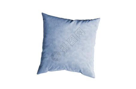 蓝色枕头被白边隔离休息卧室白色粉色衬垫背景图片