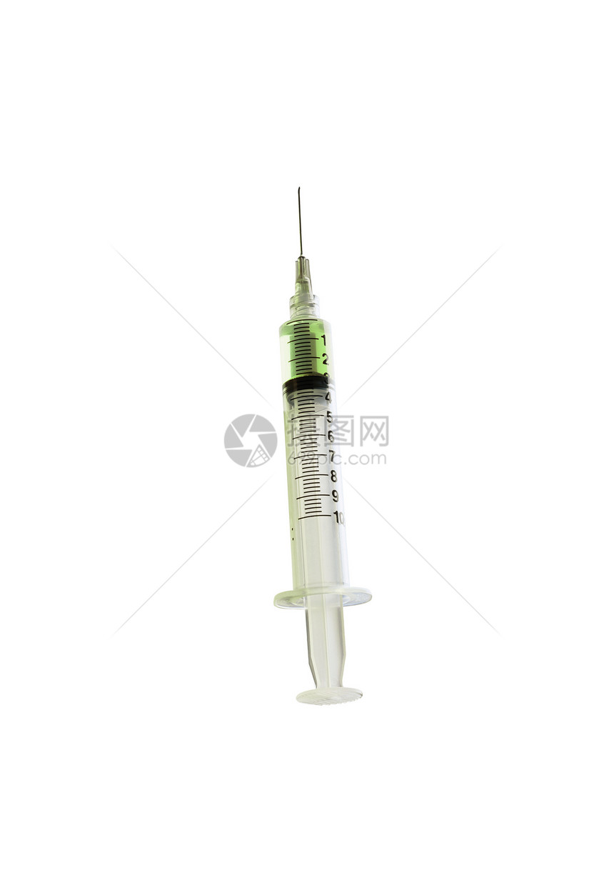 白上隔离的玻璃注射器医疗喷出疫苗管子注射乐器测量外科图片