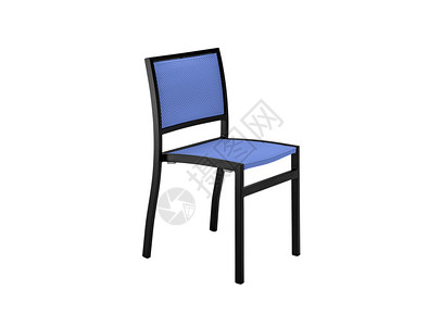 一张简单的蓝木椅子 白镜头上被孤立背景图片
