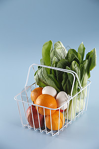 蔬菜食物纯色橙子白色绿色背景金属背景图片
