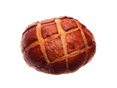 以白色背景孤立的传统自制圆包面包独立于白种背景圆形面包小麦棕色背景图片
