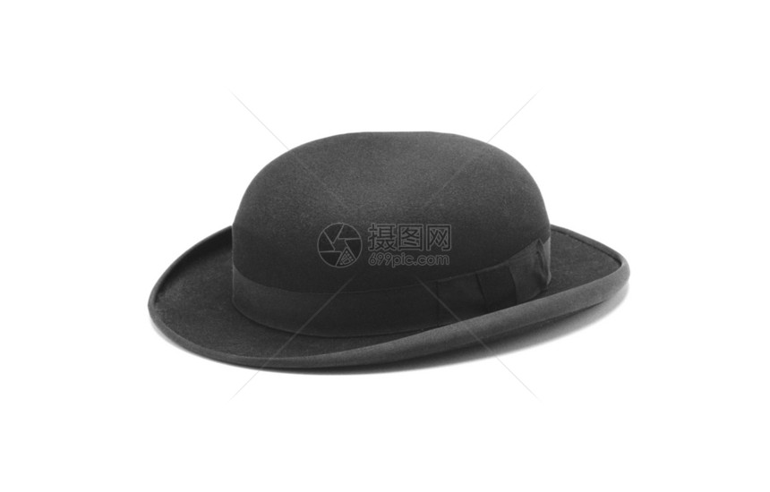 在白色背景上被孤立的黑帽子头饰英语风格历史投球帽子奢华文化优雅黑色图片