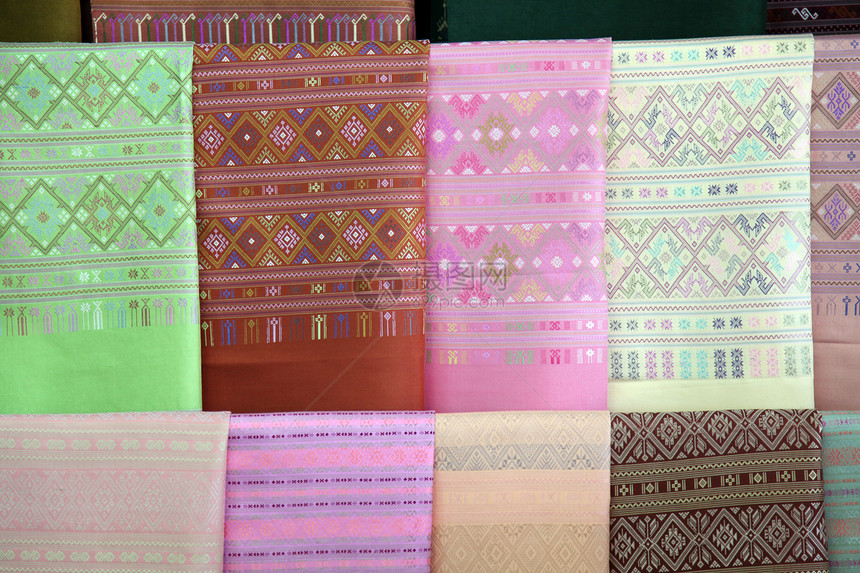 丝绸背景墙纸色调市场手工织物材料染料纺织品衣服收藏图片
