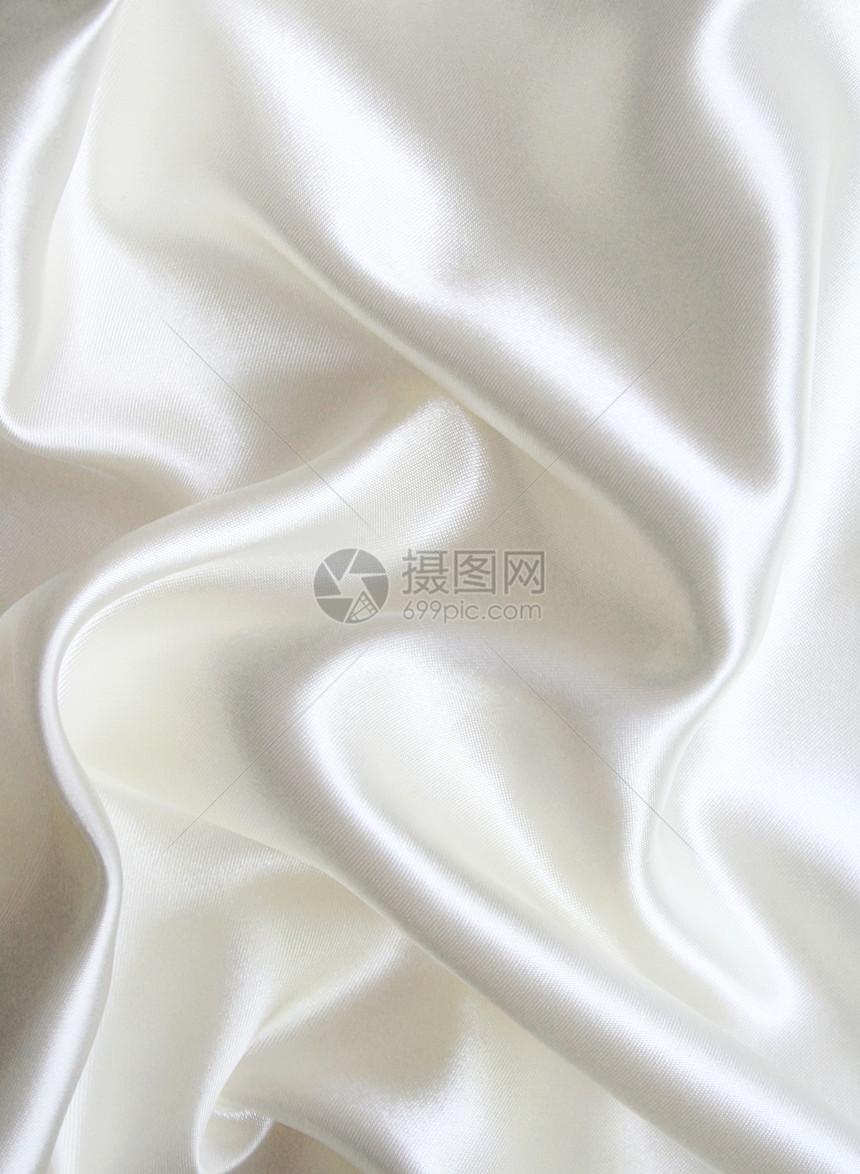 平滑优雅的白色丝绸作为背景布料衣服织物投标奢华海浪寝具涟漪新娘生产图片