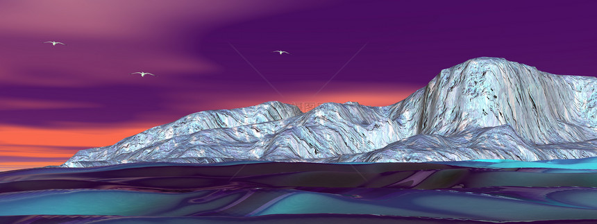 风景岩石冰山反射环境海洋全景山脉季节地平线冰川图片