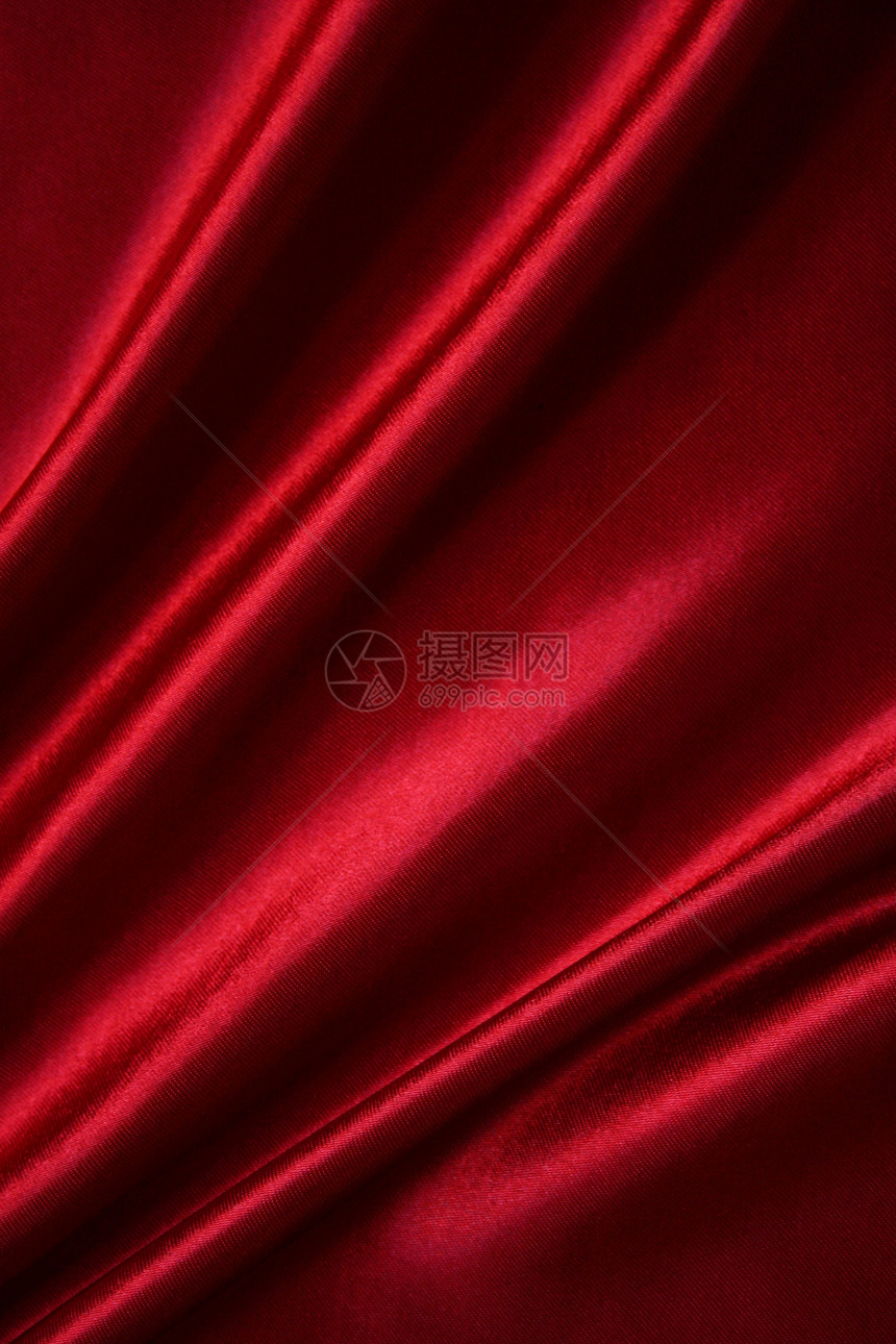 平滑优雅的红色丝绸可用作背景胭脂材料布料织物窗帘纺织品奢华柔软度海浪曲线图片
