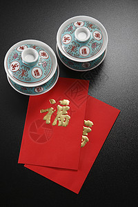 中国新年装饰品信封古董饮料商品用具风俗礼物装饰艺术背景图片