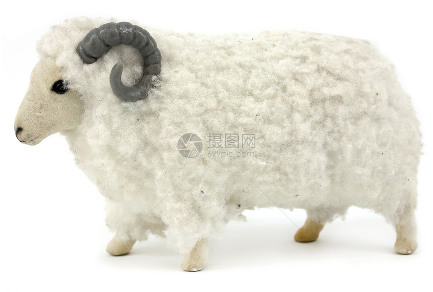 拉姆羊毛灰色喇叭羊肉白色农场童年农业雕像装饰品图片