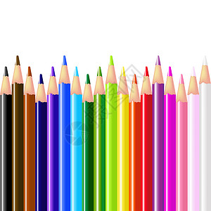 彩色笔蜡笔橙子蓝色光谱团体绘画学校孩子们彩虹铅笔插画