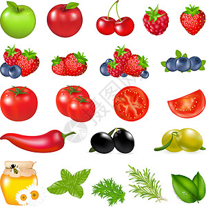 水果和蔬菜网络胡椒标签蜂蜜叶子网站甘菊店铺产品零售高清图片